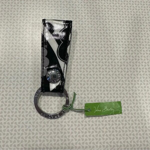 Vera Bradley Black & White Midnight Paisley Loop Keychain - Chic and Functional